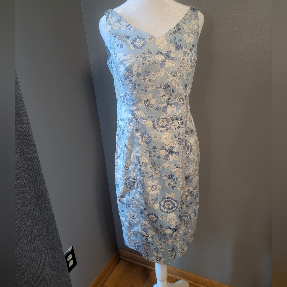 Brooks Brothers Womens Blue Floral Cotton Chintz Sleeveless Empire Waist Dress 4